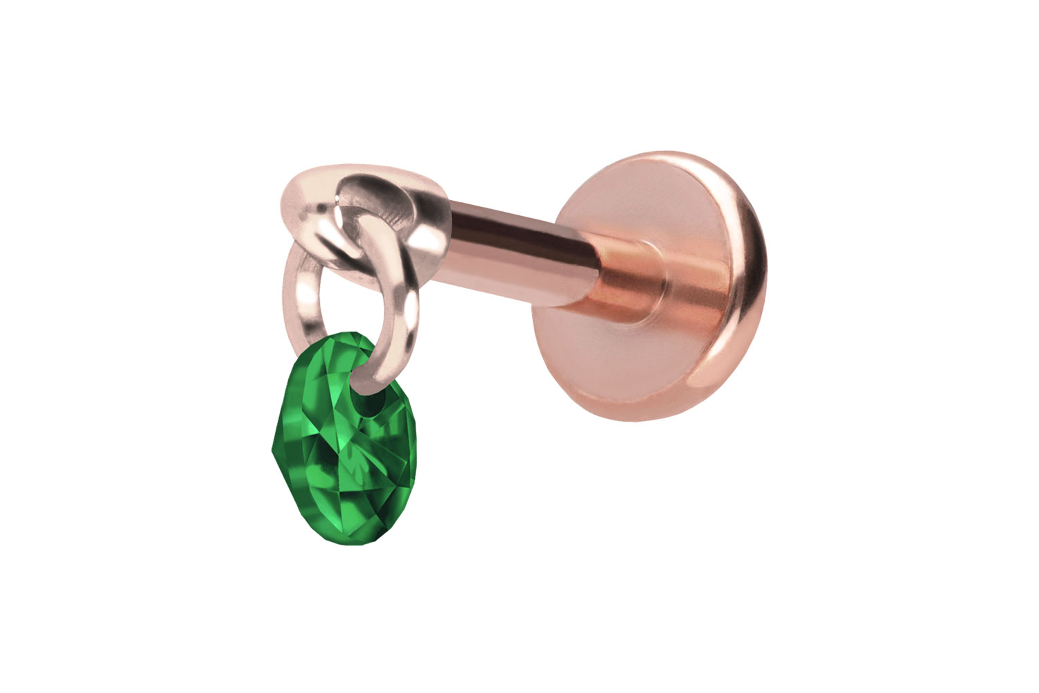 Titan Labret Piercing mit Push Fit RUNDER KRISTALL